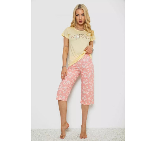 Піжама жіноча з принтом, колір жовтий, 243R7073