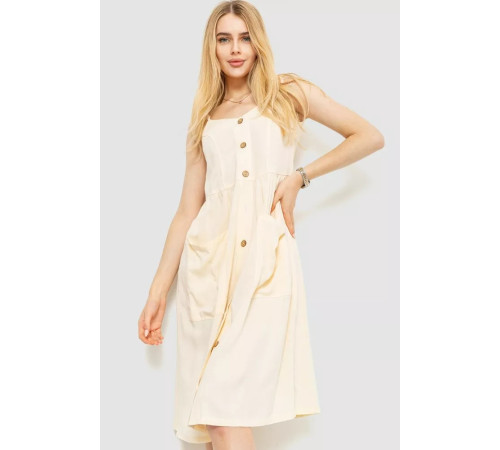 Сарафан повседневный однотонный, цвет светло-бежевый, 102R333.