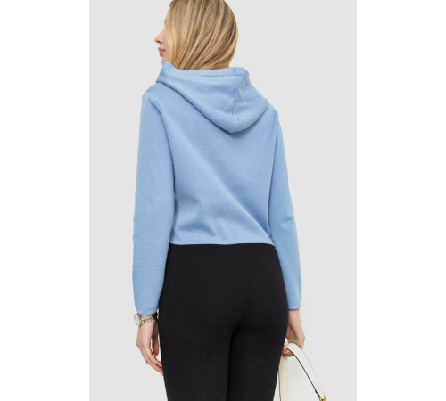 Женская кофта на молнии с капюшоном, цвет голубой, 244R008