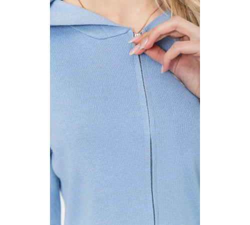 Женская кофта на молнии с капюшоном, цвет голубой, 244R008