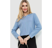 Женская кофта на молнии с капюшоном, цвет голубой, 244R008