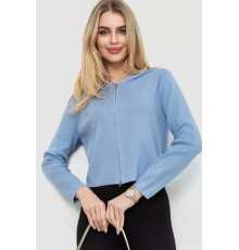 Женская кофта на молнии с капюшоном, цвет голубой, 244R008