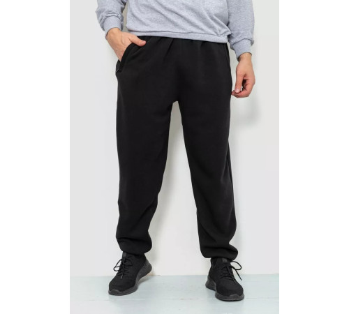 Спорт чоловічі штани на флісі, колір чорний, 244R4868