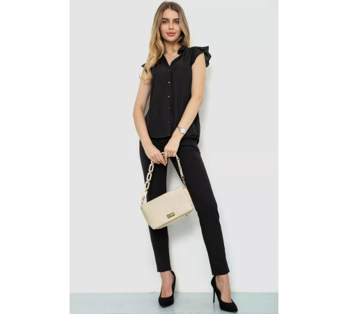 Блуза однотонна, колір чорний, 244R192