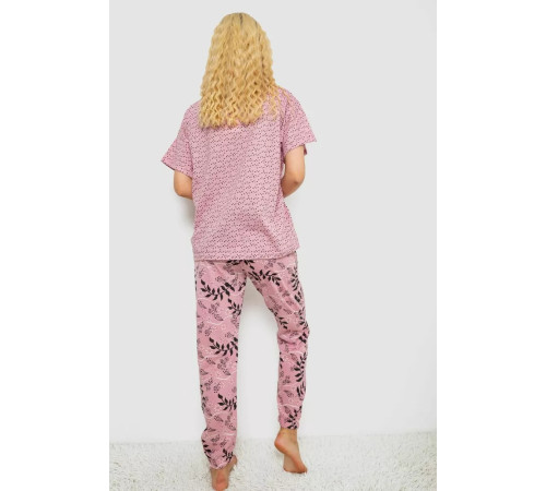 Піжама жіноча з принтом, колір пудровий, 243R15480