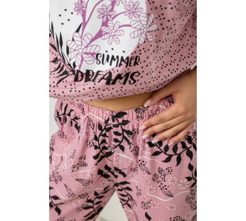 Піжама жіноча з принтом, колір пудровий, 243R15480