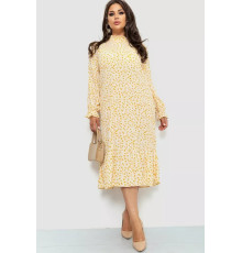 Платье шифоновое с принтом, цвет молочно-горчичный, 204R201-1.