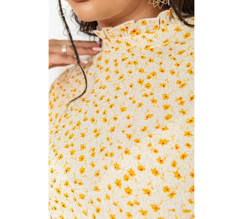 Платье шифоновое с принтом, цвет молочно-горчичный, 204R201-1.