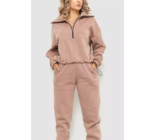 Спорт костюм женский на флисе, цвет бежевый, 102R401