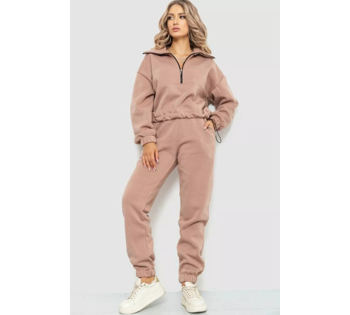 Спорт костюм женский на флисе, цвет бежевый, 102R401