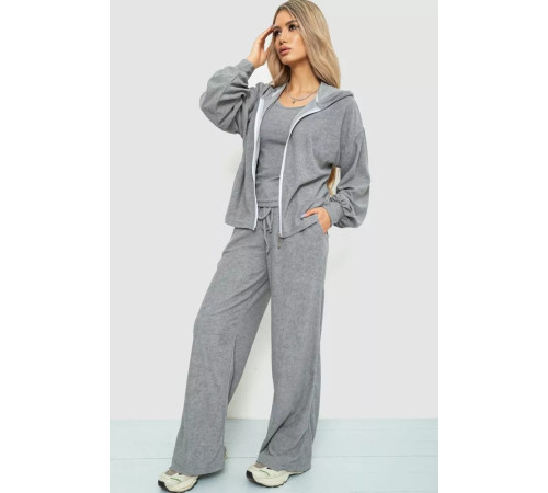 Спорт костюм женский махровый тройка, цвет серый, 102R5250