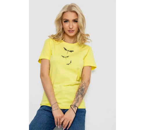 Футболка жіноча з принтом, колір жовтий, 238R555
