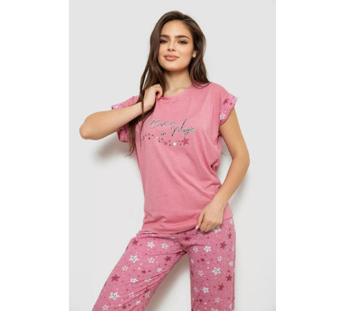 Женская пижама с принтом, цвет пудровый, 243R2084