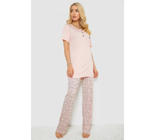 Пижама женская с принтом, цвет персиковый, 243R7001.