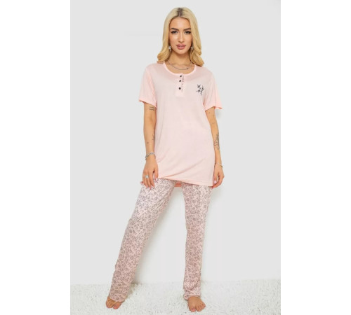 Пижама женская с принтом, цвет персиковый, 243R7001.