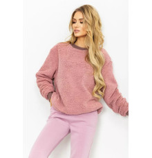 Свитшот женский меховой Тедди, цвет пудровый, 102R5204