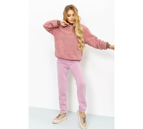 Свитшот женский меховой Тедди, цвет пудровый, 102R5204