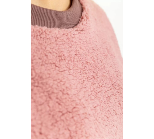 Свитшот женский меховой Тедди, цвет пудровый, 102R5204