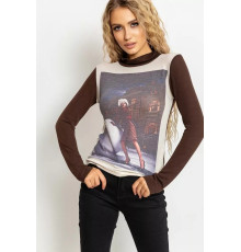 Свитшот женский, цвет коричнево-молочный, 167R746