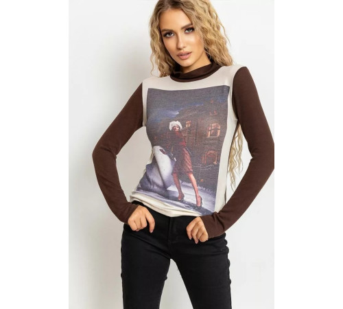 Свитшот женский, цвет коричнево-молочный, 167R746