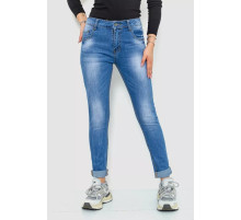 Джинсы женские с потертостями, цвет синий, 244RS10