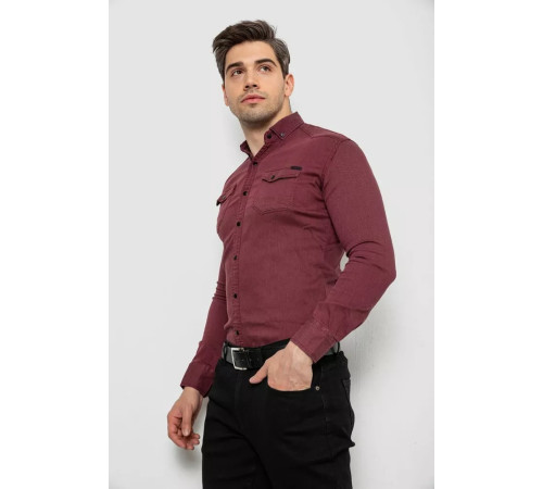 Сорочка чоловіча однотонна, колір бордовий, 214R16176