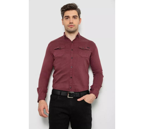 Сорочка чоловіча однотонна, колір бордовий, 214R16176