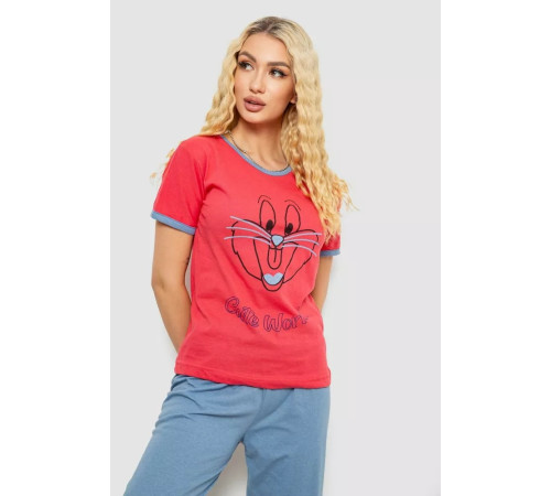 Пижама женская с принтом, цвет малиновый, 243R20262.