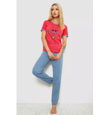 Піжама жіноча з принтом, колір малиновий, 243R20262