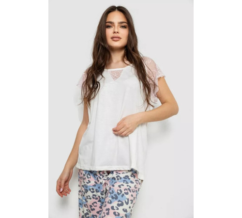 Женская пижама с принтом, цвет белый, 243R1602-007.