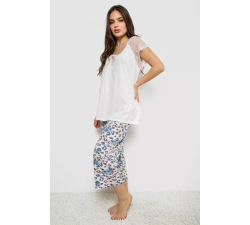 Женская пижама с принтом, цвет белый, 243R1602-007.