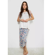 Жіноча піжама з принтом, колір білий, 243R1602-007