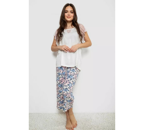 Женская пижама с принтом, цвет белый, 243R1602-007.