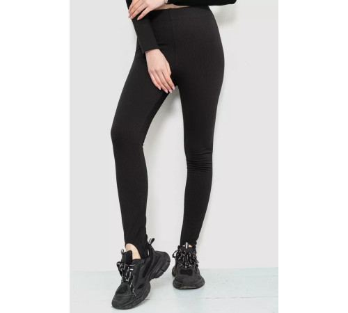 Лосини в рубчик на флісі, колір чорний, 102R365