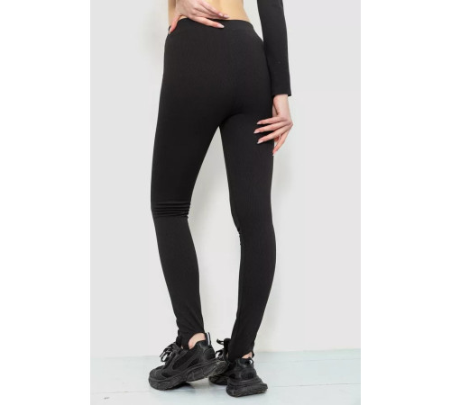 Лосини в рубчик на флісі, колір чорний, 102R365