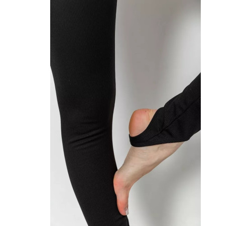 Лосини в рубчик на флісі, колір чорний, 102R365