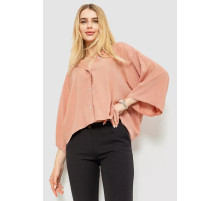 Блуза класична однотонна, колір пудровий, 102R332-3
