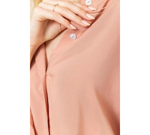 Блуза класична однотонна, колір пудровий, 102R332-3