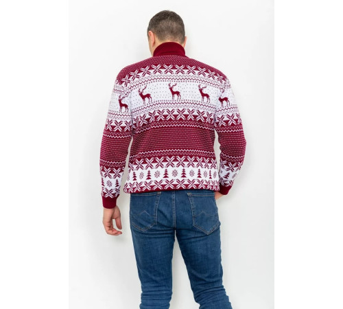 Светр-гольф чоловічий, колір бордово-білий, 161R712-1