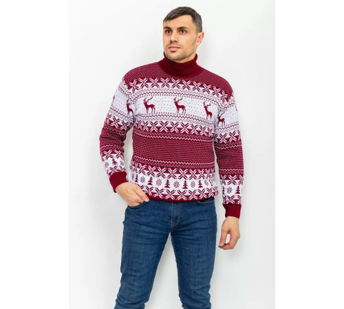 Светр-гольф чоловічий, колір бордово-білий, 161R712-1