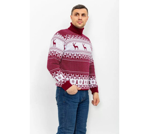 Светр-гольф чоловічий, колір бордово-білий, 161R712-1