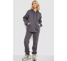 Спортивный женский костюм на флисе на молнии, цвет серый, 247R1060