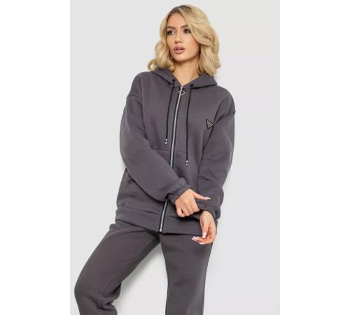 Спортивний костюм жіночий на флісі на блискавці, колір сірий, 247R1060