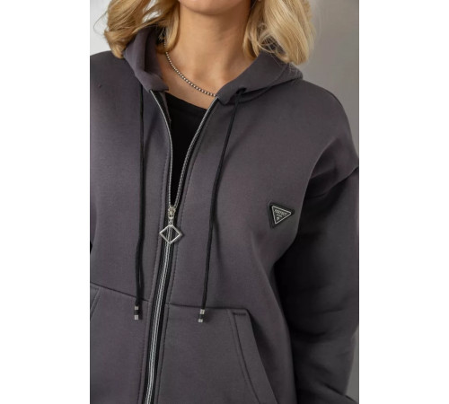 Спортивний костюм жіночий на флісі на блискавці, колір сірий, 247R1060