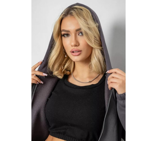 Спортивний костюм жіночий на флісі на блискавці, колір сірий, 247R1060