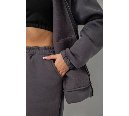 Спортивний костюм жіночий на флісі на блискавці, колір сірий, 247R1060