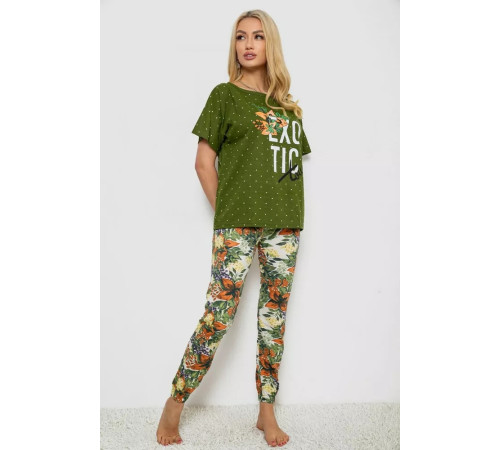 Женская пижама с принтом, цвет зеленый, 243R15247