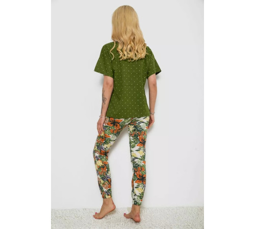 Женская пижама с принтом, цвет зеленый, 243R15247