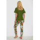 Женская пижама с принтом, цвет зеленый, 243R15247