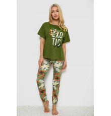 Женская пижама с принтом, цвет зеленый, 243R15247